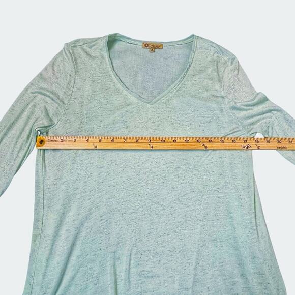 Democracy Top Womens Size M Sea Foam Green Knit over Chiffon Fairy Sparkle - Picture 5 of 6